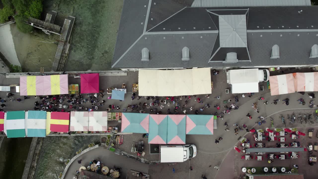 Street Vendors on Farmer's Market in Old Town of Annecy City, France