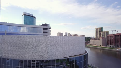 modern city buildings and riverfront view