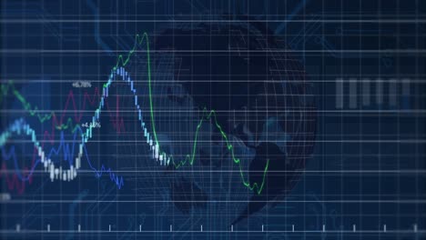 Animación-De-Datos-Financieros-Y-Gráficos-Sobre-Un-Globo-Giratorio.