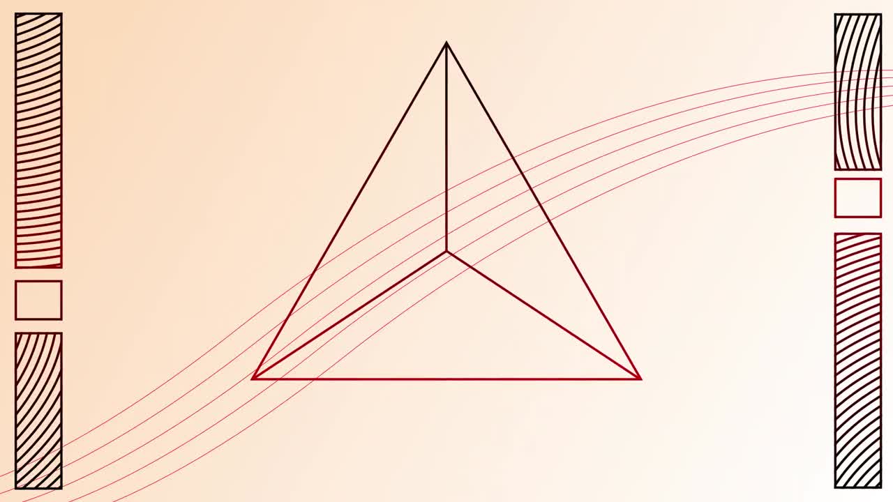 삼각형 위의 파란색 배경에 움직이는 파란색 선