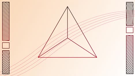 Wellenlinien-über-Einem-Dreieck,-Das-Sich-Vor-Braunem-Hintergrund-Bewegt