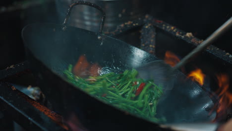 street food stir-fry preparation