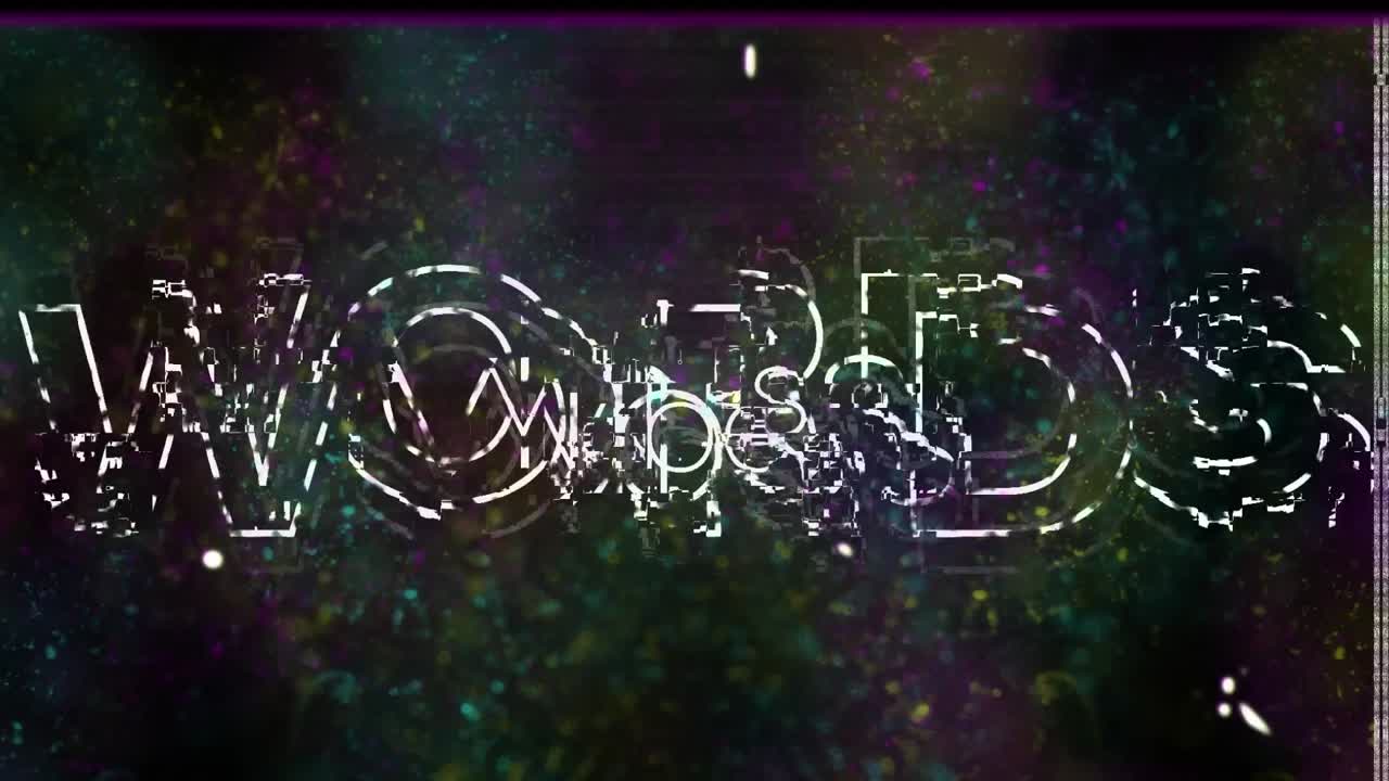 animación de vibraciones texto y interferencia en fondo negro.