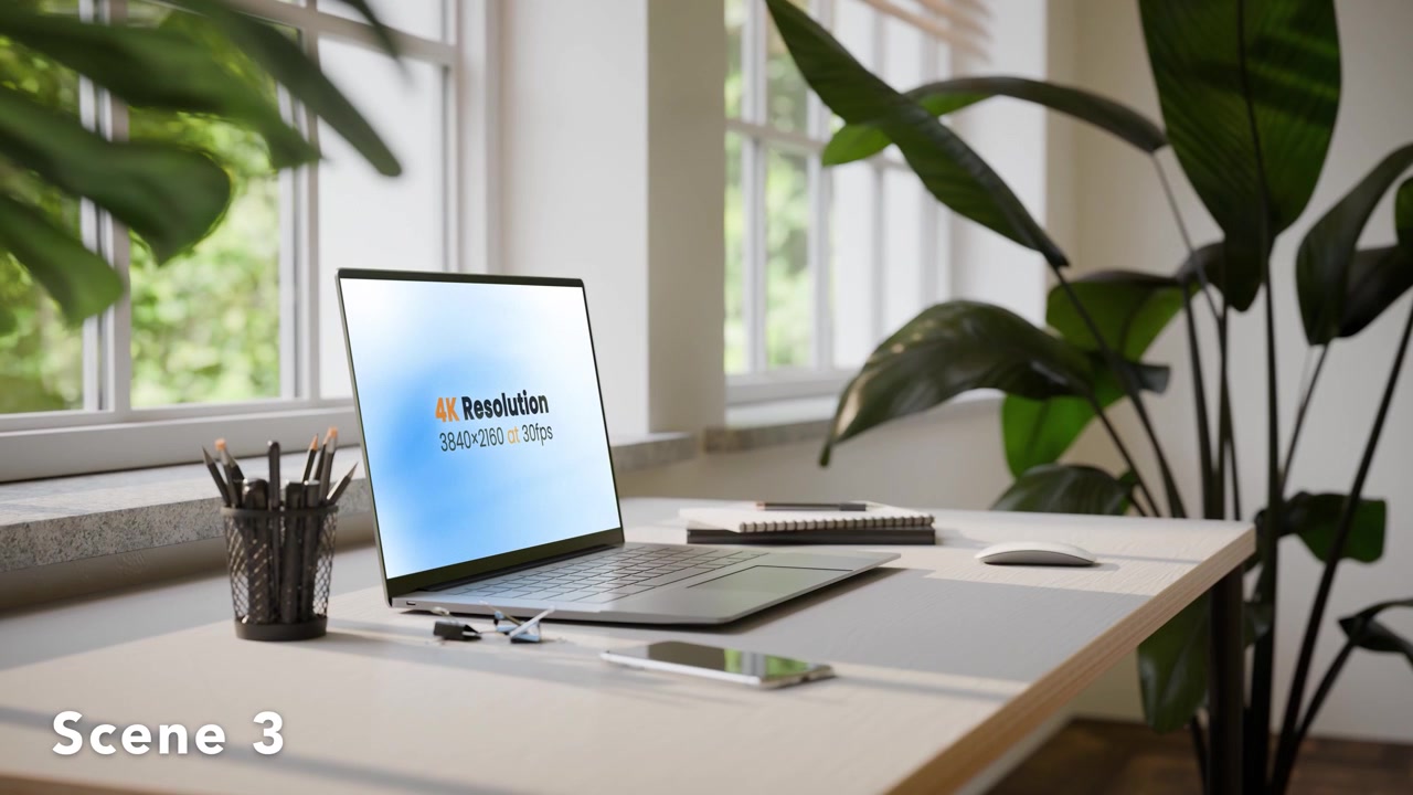 Laptop PC Mockup - Minimalistic Interior - 6-SET AE Template