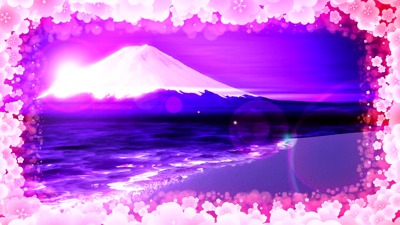 m.t. 후지 (fuji from the lake) - 전통적인 일본 신년, 루프 애니메이션