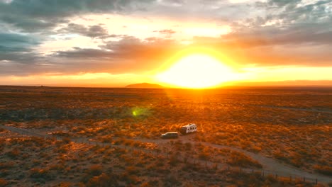 camper van on the desert landscape of the