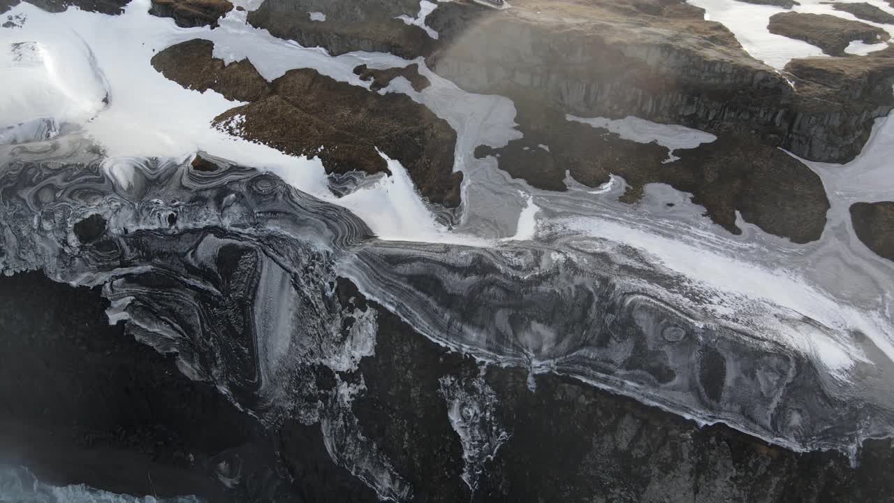 아이슬란드 폭포 데티포스 공중 드론