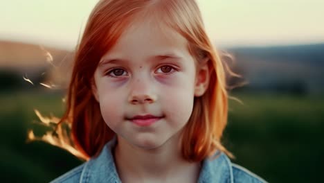 portrait of a smiling young girl with red hair