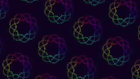 patrón de espiral de arco iris negro y blanco con círculos y líneas conectadas