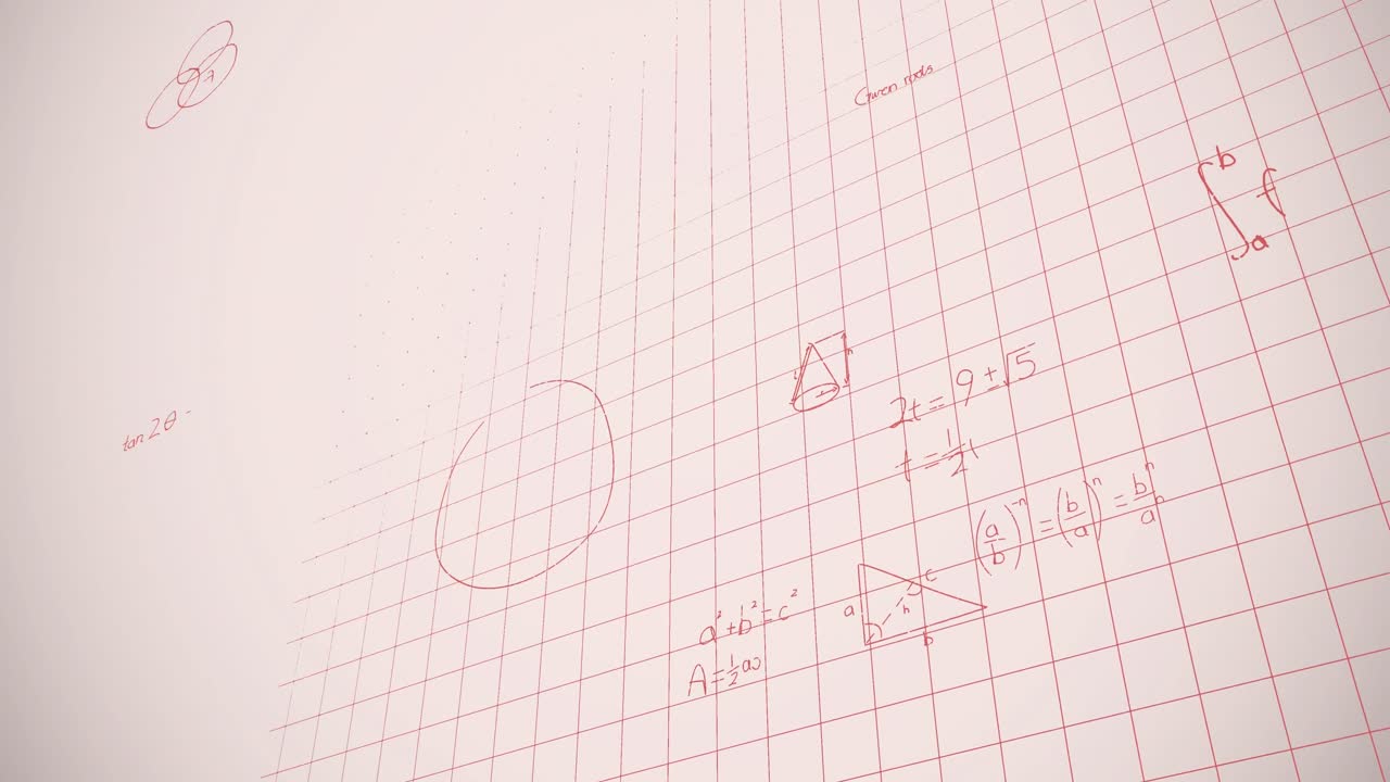 Animation of mathematical equations over pink background