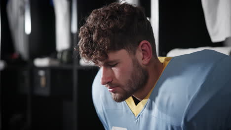 football player in the locker room