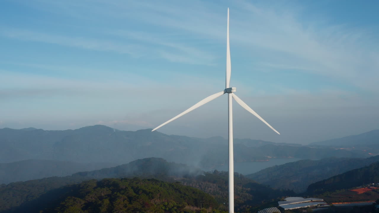 Spinning Wind Turbine in Mountainous Area