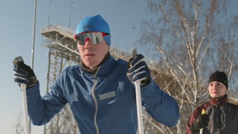 cross-country skiing in winter landscape