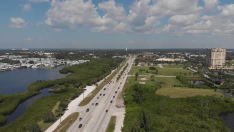 aerial of route 41 overlooking palmetto, florida