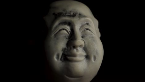 close-up of a happy buddha head statue