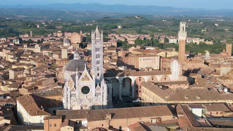 white cathedral wonderful aerial top view flight medieval town siena tuscany italy