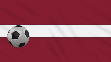 bandera de letonia agitando y el fútbol gira, bucle