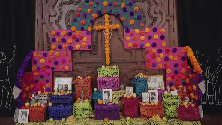 Day of the Dead Altar with Traditional Decorations