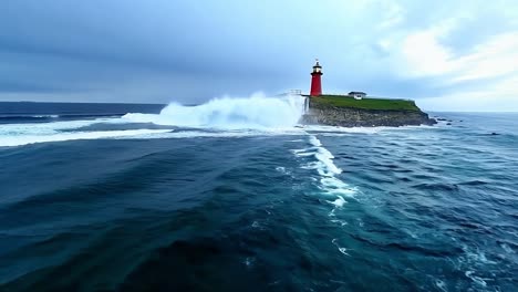 faro en un acantilado con olas dramáticas