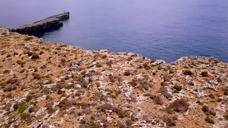 flying over the edge of the coast and above the sea