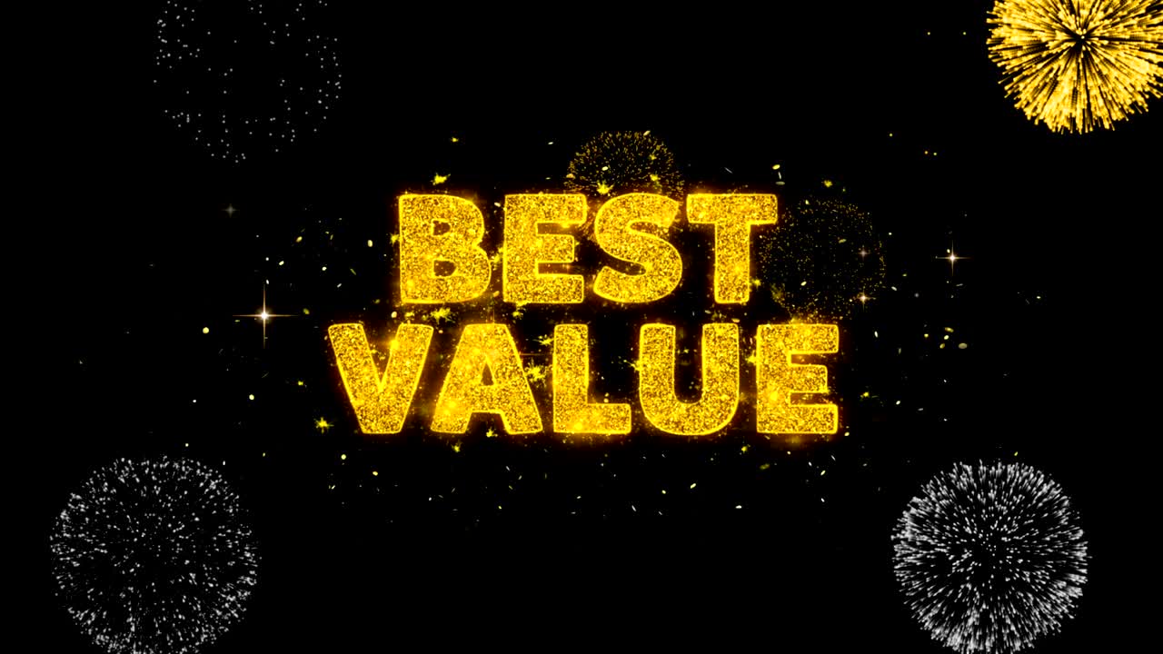 가장 좋은 가치 텍스트는 반이는 황금 입자 불꽃놀이에 나타납니다.