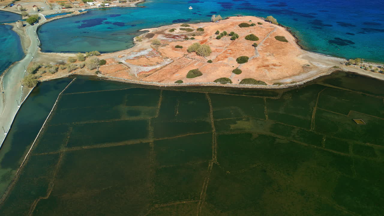 Submerged archaeological site of Olous city, seen from above near Elounda, Crete