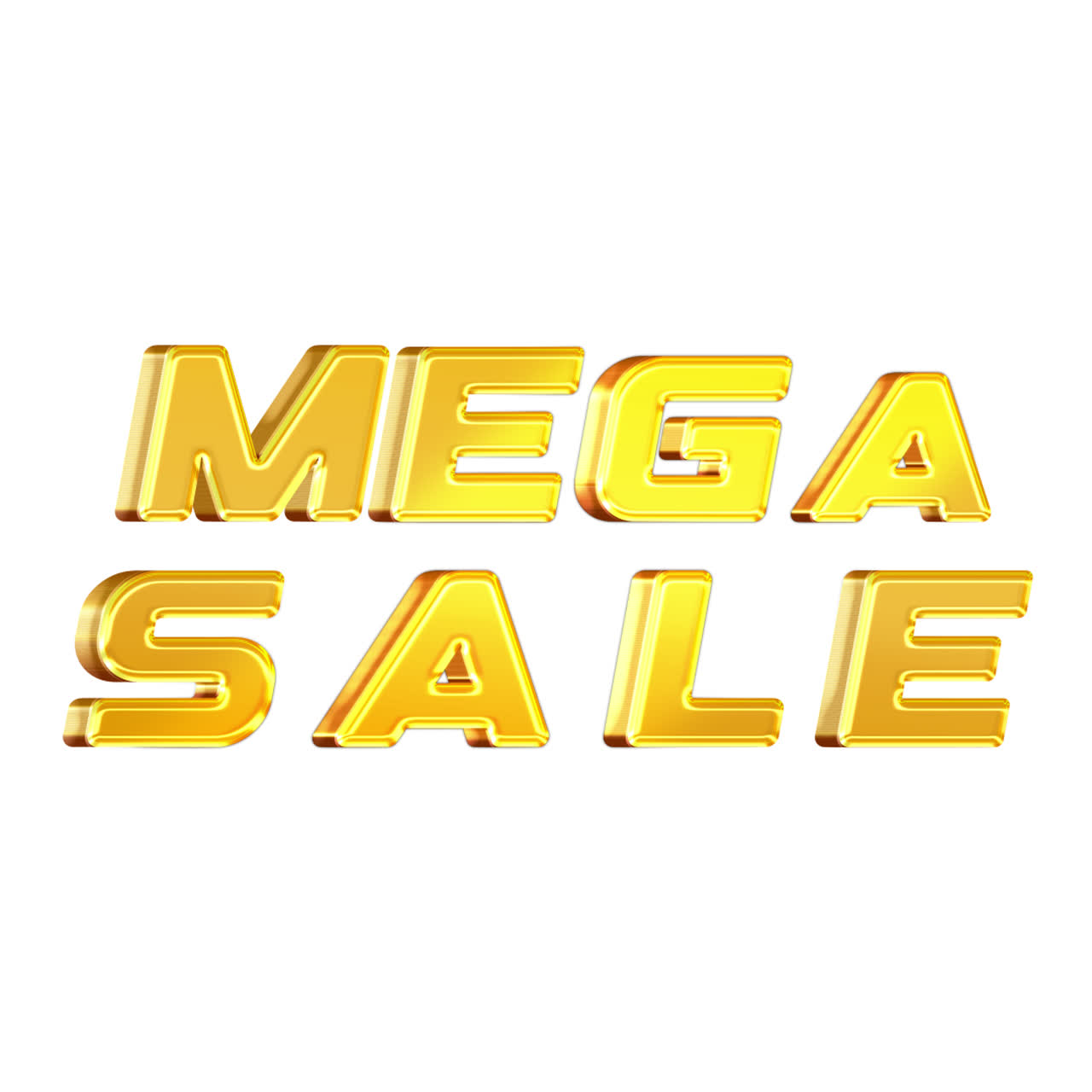 Mega Sale Golden 3D Text on White Background