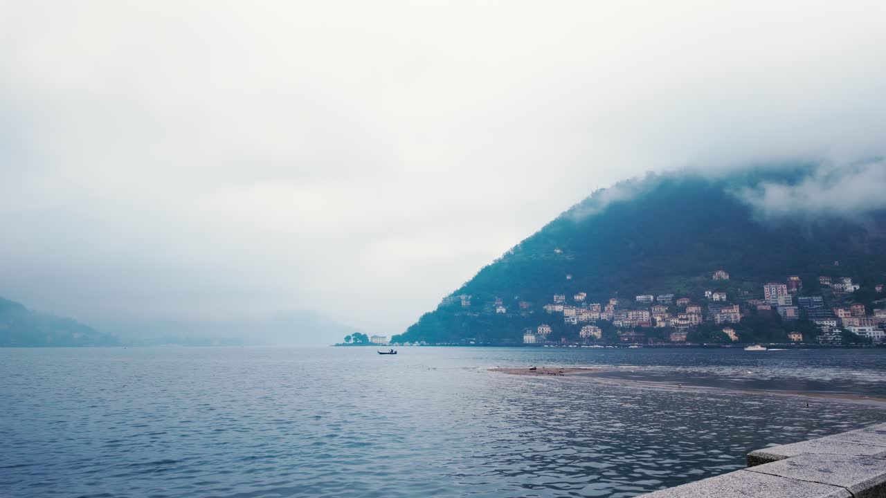 Lake Como on the shore of Como, Italy