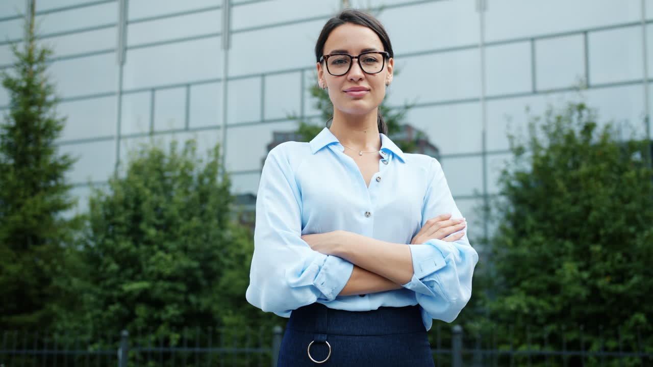 Confident Businesswoman in Front of a Modern Building