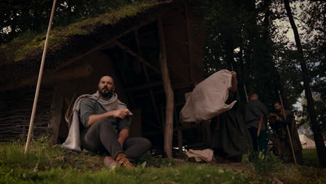 medieval gathering in a woodland setting