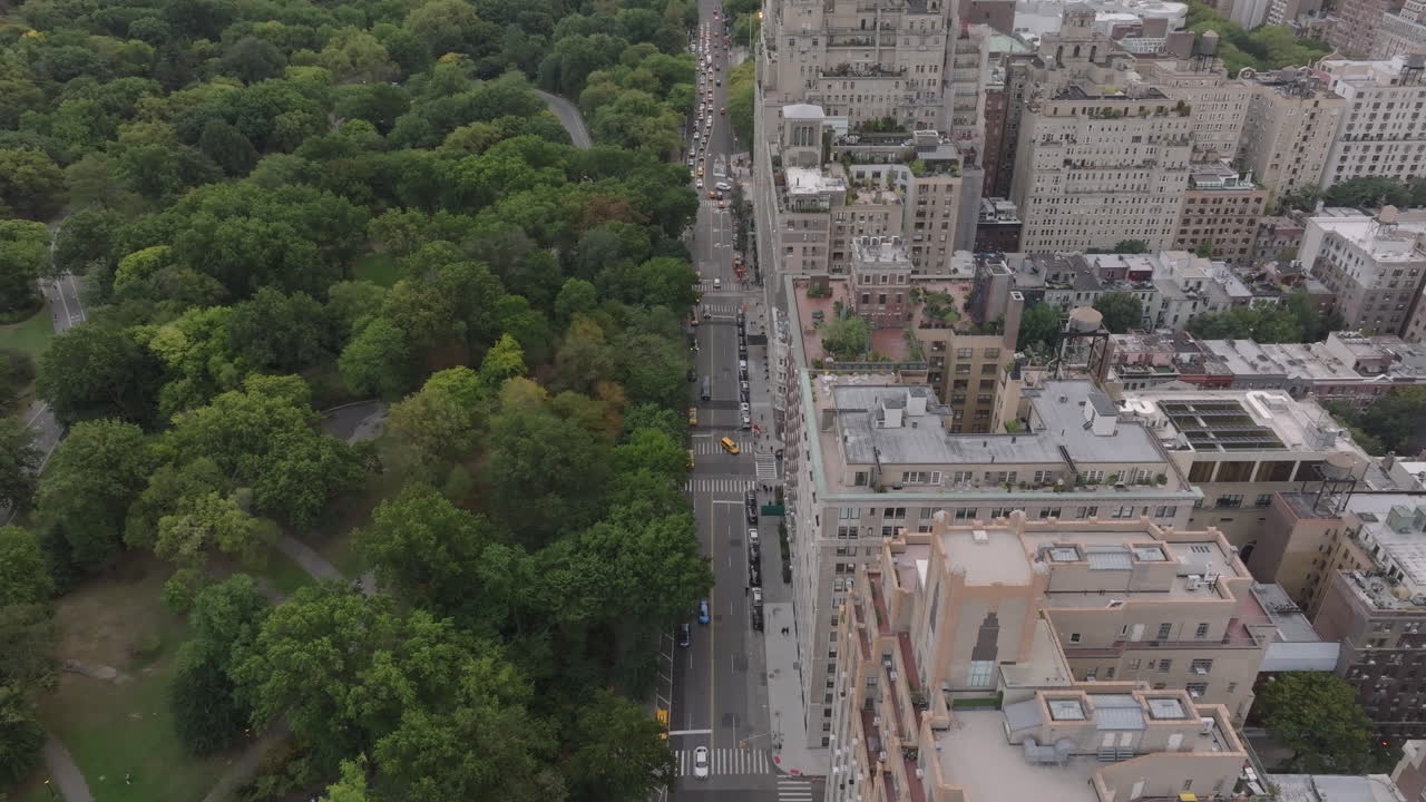 Aerial view of Central Park on an overcast day. Shot on Manhattan’s Upper West Side.
