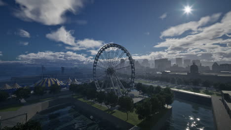 ferris wheel and cityscape