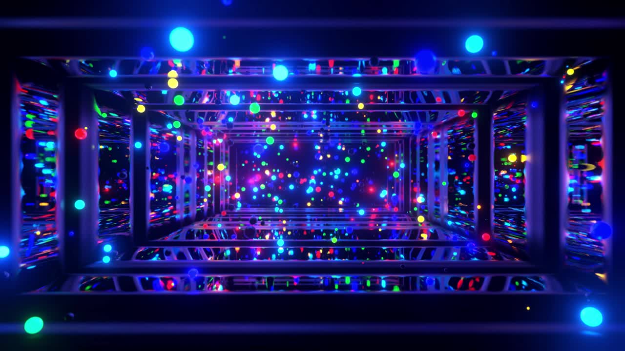 간단한 어두운 모션 디자인: 구와 함께 bg. vj 추상적인 네온 반이는 공기의 구. 어두운 거울 방에서 애니메이션 네온 빛의 구. 아름다운 현대 모션 그래픽 배경.