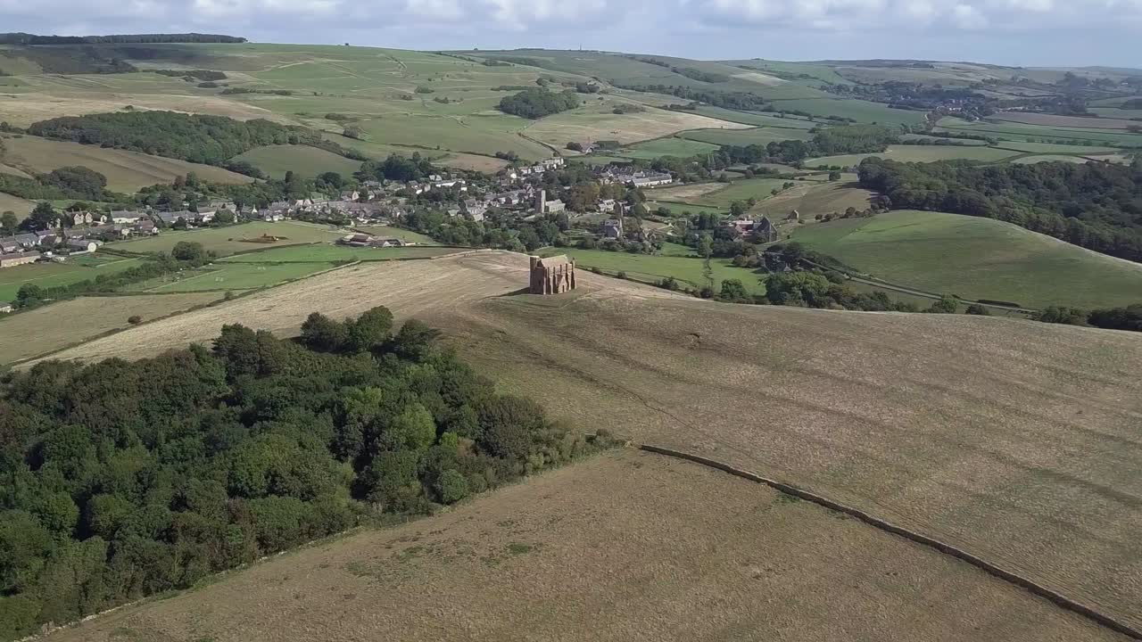 Scenic Landscape with Village and Historic Architecture