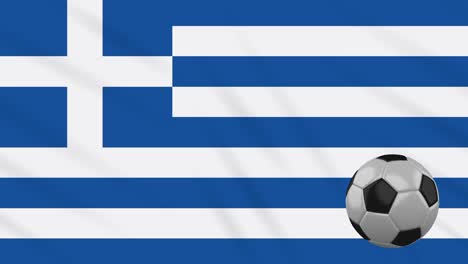 greece flag waving and football rotates, loop