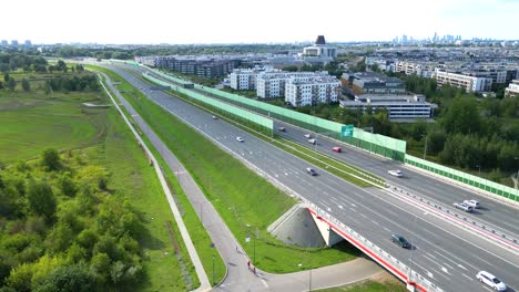 wilanow, drone aerial photo of modern residential buildings in wilanow area of warsaw, poland