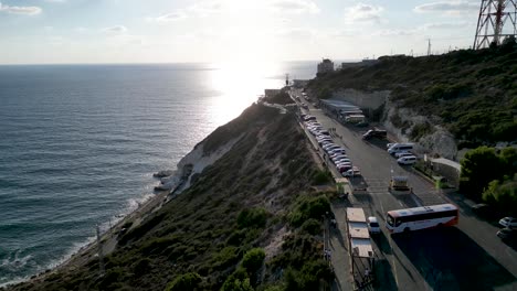 beautiful 4k drone panoramic video of rosh hanikra- the northernmost point separating the border between israel and lebanon