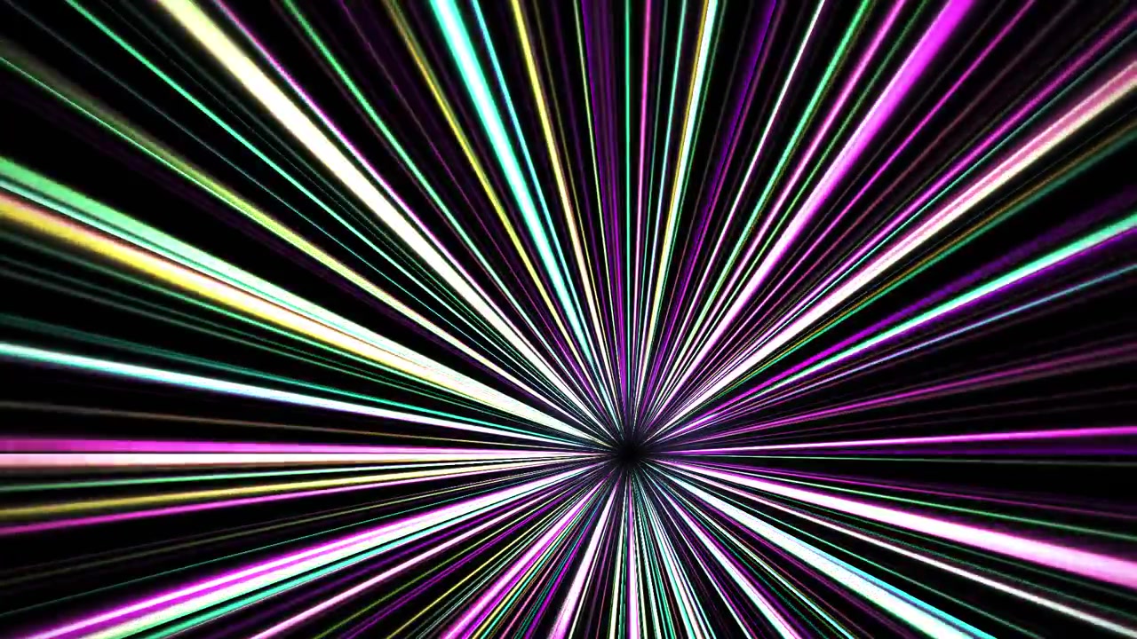 Dynamic Animation of Vibrant Neon Light Rays Radiating Outwards