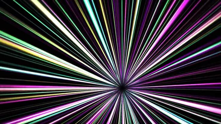 Dynamic Animation of Vibrant Neon Light Rays Radiating Outwards