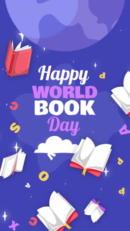 happy world book day illustration with floating books