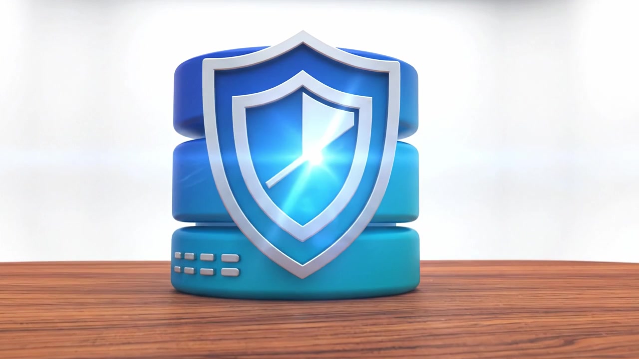 Secure Data Storage Concept Featuring a Shield Symbol Over Stacked Database Layers for Enhanced Protection and Cybersecurity Innovation.