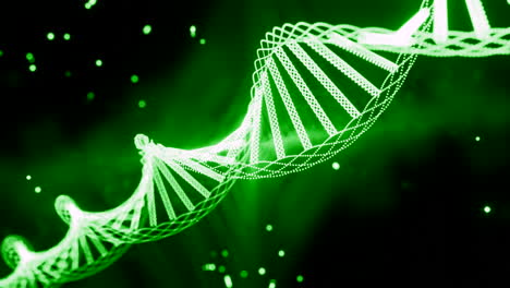 glowing green dna double helix