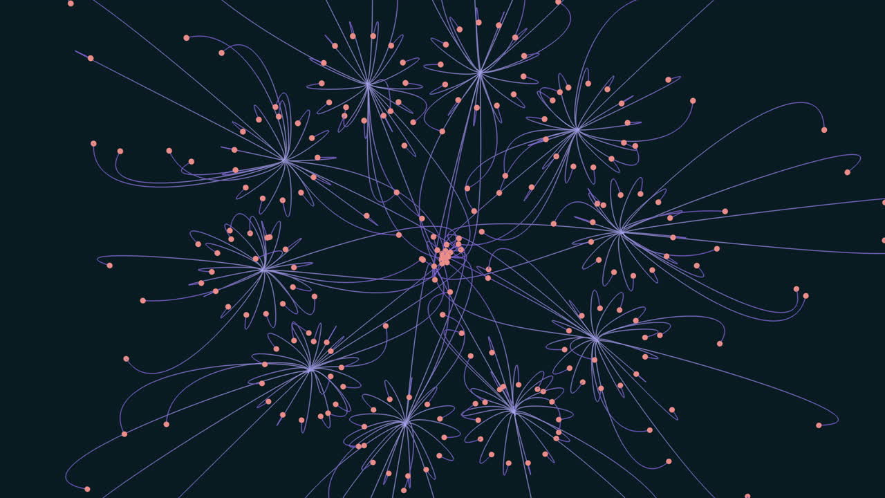 diagrama de red complejo de puntos y líneas interconectados