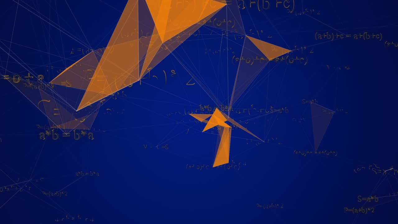 수학적 공식이 공간에서 움직이는 것, 과학과 수학적 연구 및 개발 개념, 비디오 루프