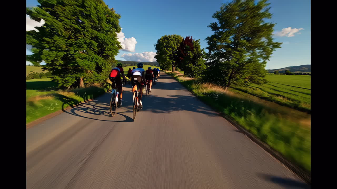 Group of Cyclists on a Country Road