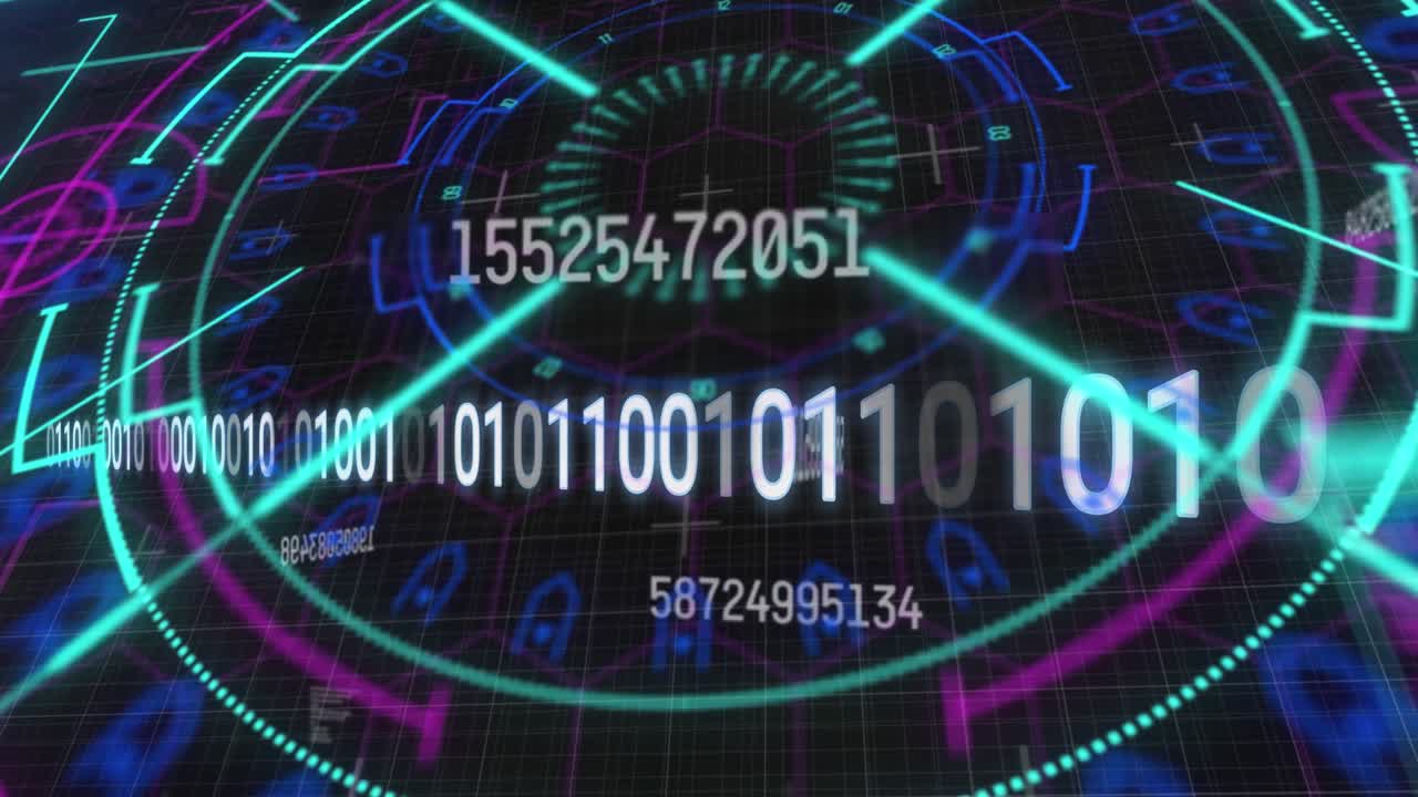 animación del procesamiento de datos sobre un fondo oscuro