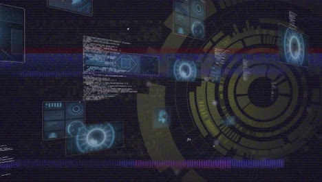 animación del procesamiento de datos y el alcance del escaneo sobre el globo sobre fondo oscuro