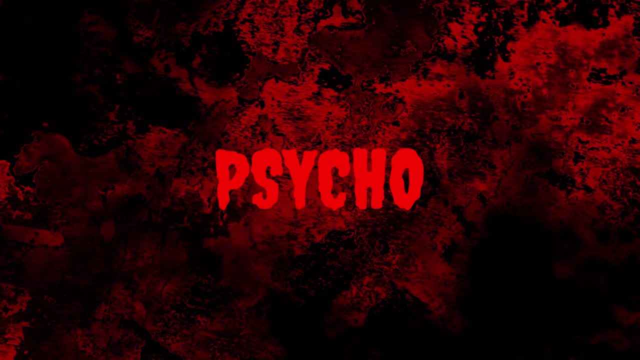 Pulsing Red Psycho Text on Dark Bloody Background