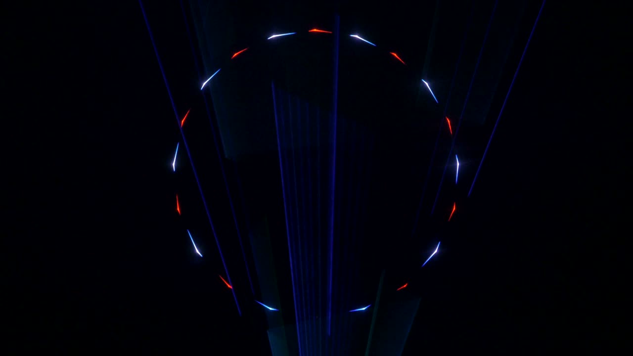 Multicolored Loop of Lights on Projector Screen Close Up