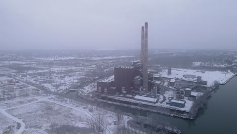Central-Eléctrica-De-Carbón-Del-Canal-Trenton,-En-Proceso-De-Desmantelamiento-Y-Demolición-Para-Reducir-Las-Emisiones-De-CO2